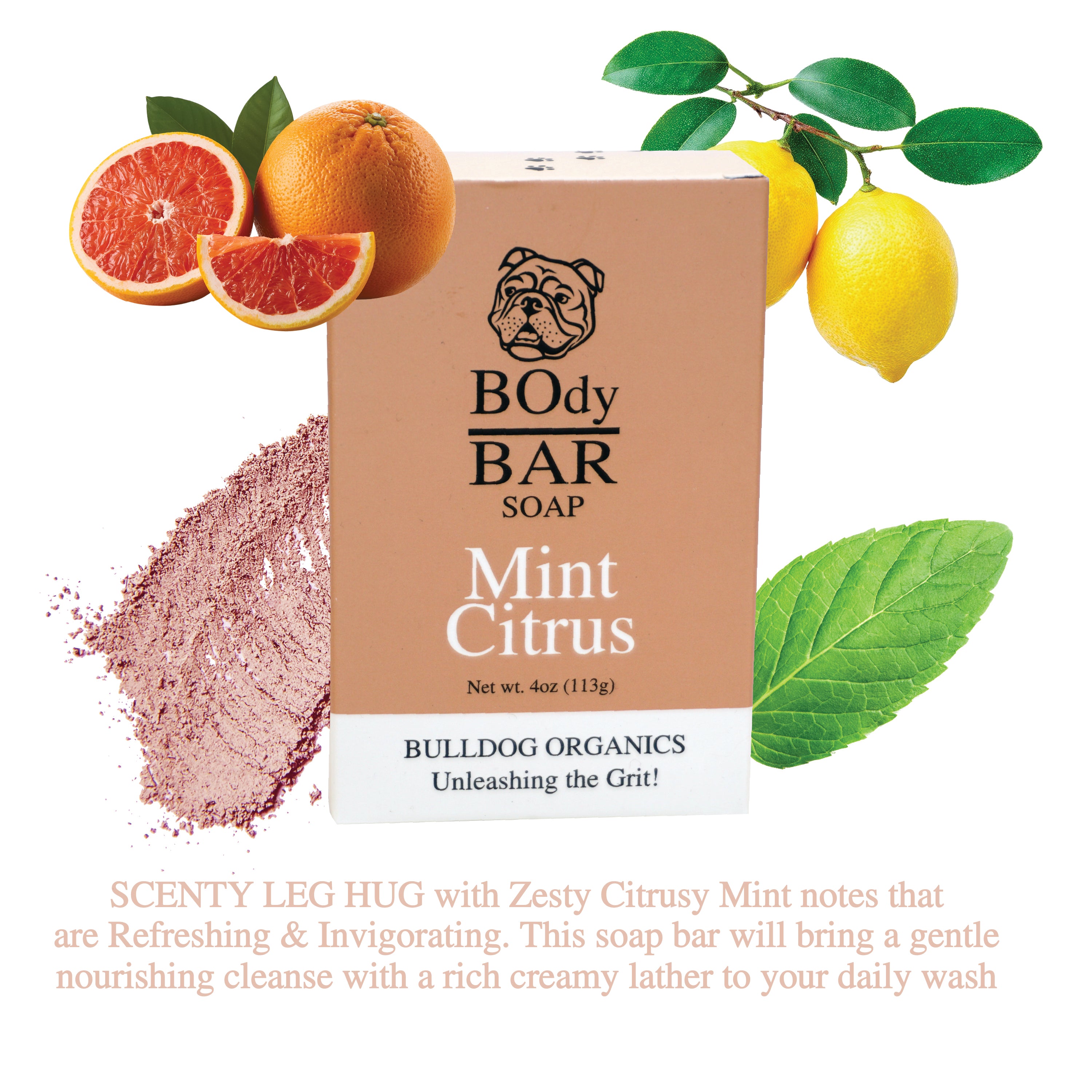 POUND PACK BO's Natural Mint Citrus Men’s BOdy Bar Soap – Cold-Process Soap with No Harsh or Synthetic Ingredients