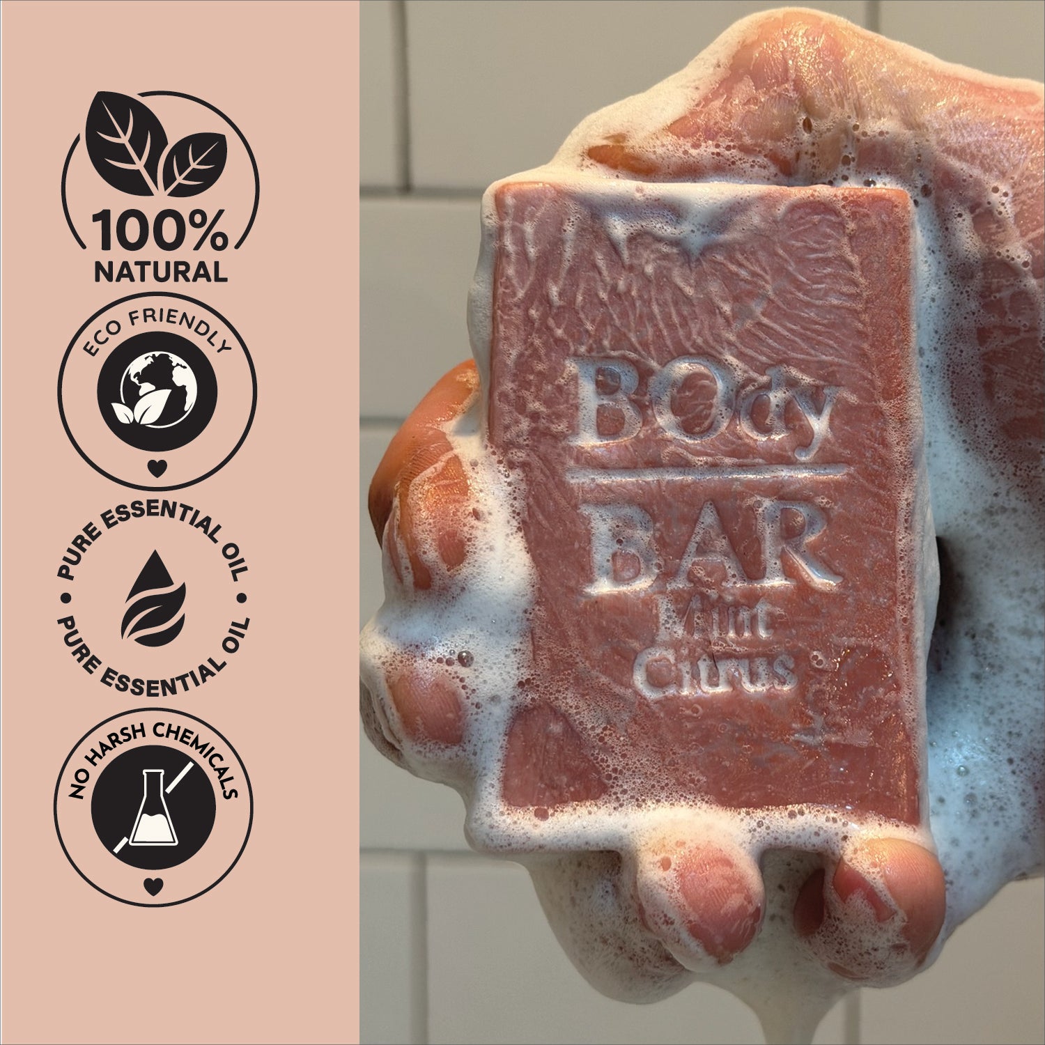 VARIETY POUND PACK, Natural Men's BOdy Bar Soap - Cold Process Soaps with NO HARSH or SYNTHETIC Ingredients – Orange Patchouli, Citrus Mint, Tea Tree & Eucalyptus (4oz, 4-Pack)