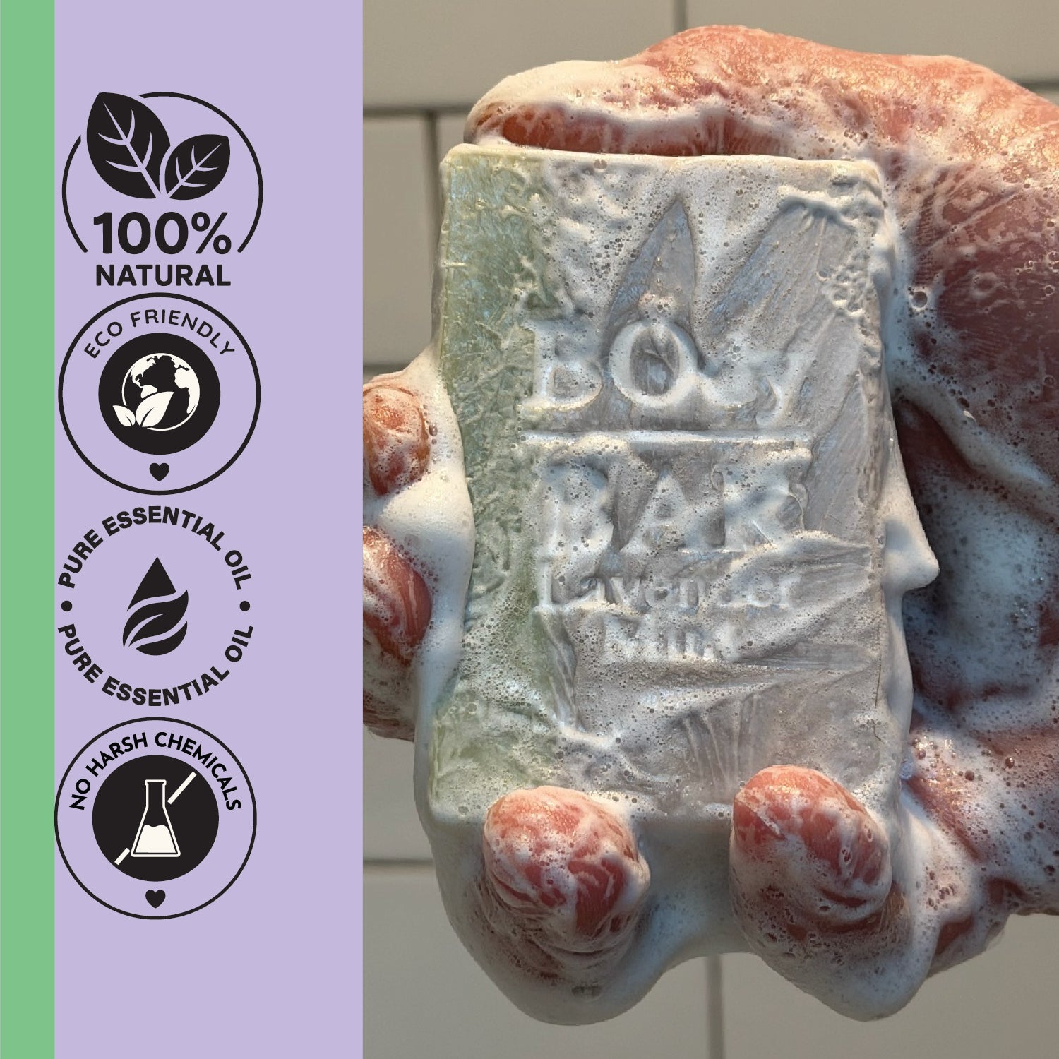 BO’s VARIETY POUND PACK, Natural Men's BOdy Bar Soap - Cold Process Soaps with NO HARSH or SYNTHETIC Ingredients - Spearmint Basil, Lavender Mint, Peppermint & Citrus Mint (4oz, 4-Pack)