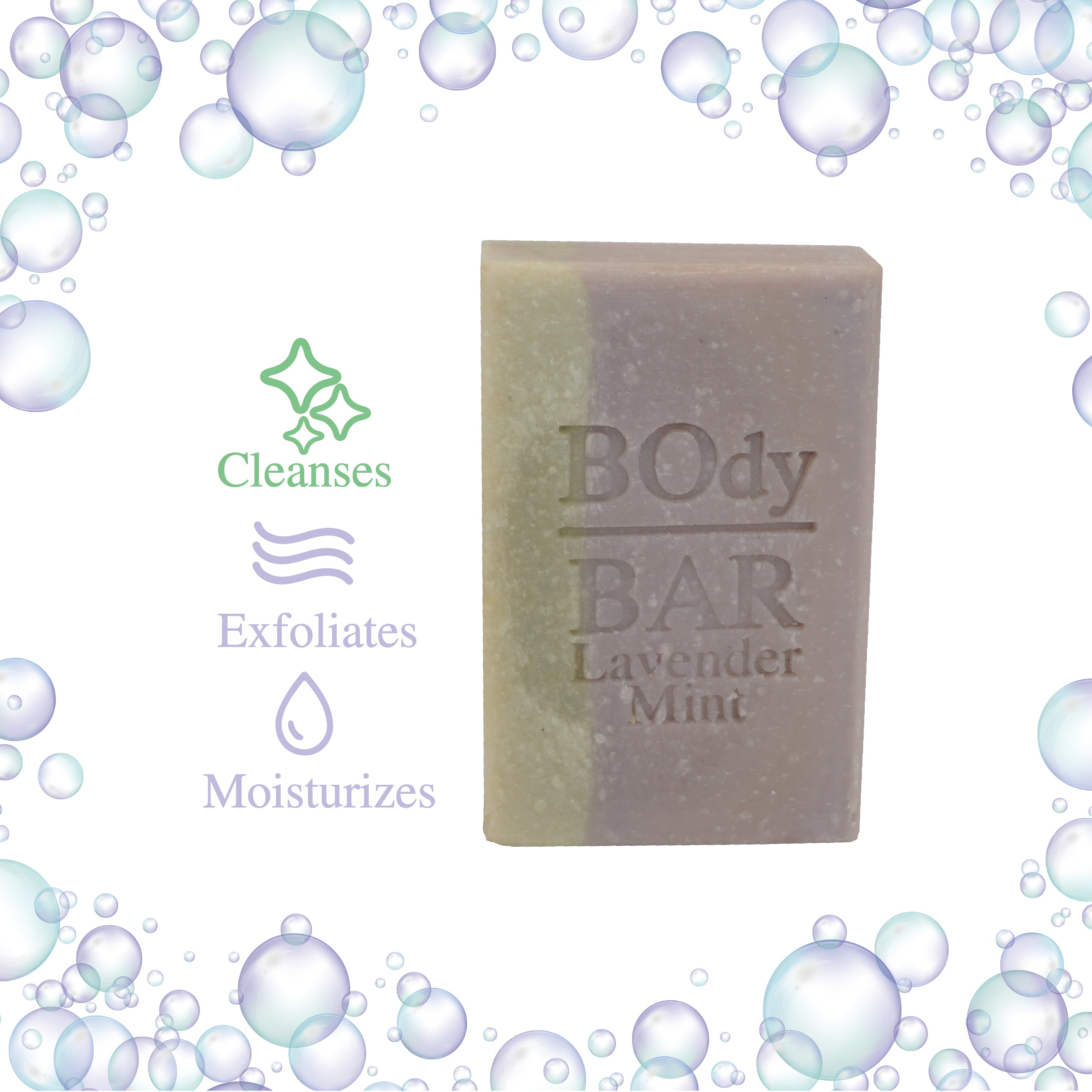 BO's Natural Lavender Mint Men’s BOdy Bar Soap – Cold-Process Soap with No Harsh or Synthetic Ingredients