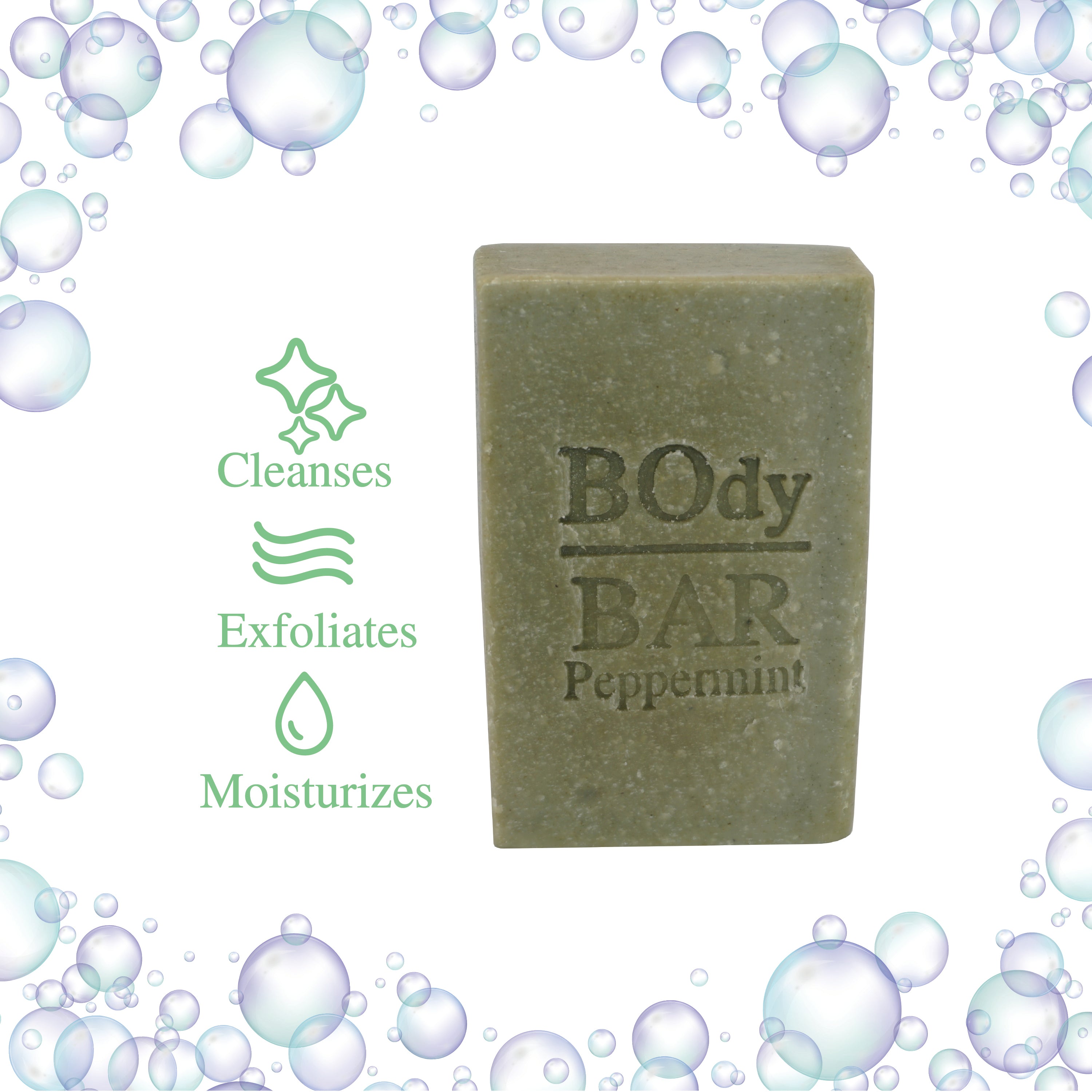 Pack of 6 - BO's Natural Peppermint Men’s BOdy Bar Soap – Cold-Process Soap with No Harsh or Synthetic Ingredients