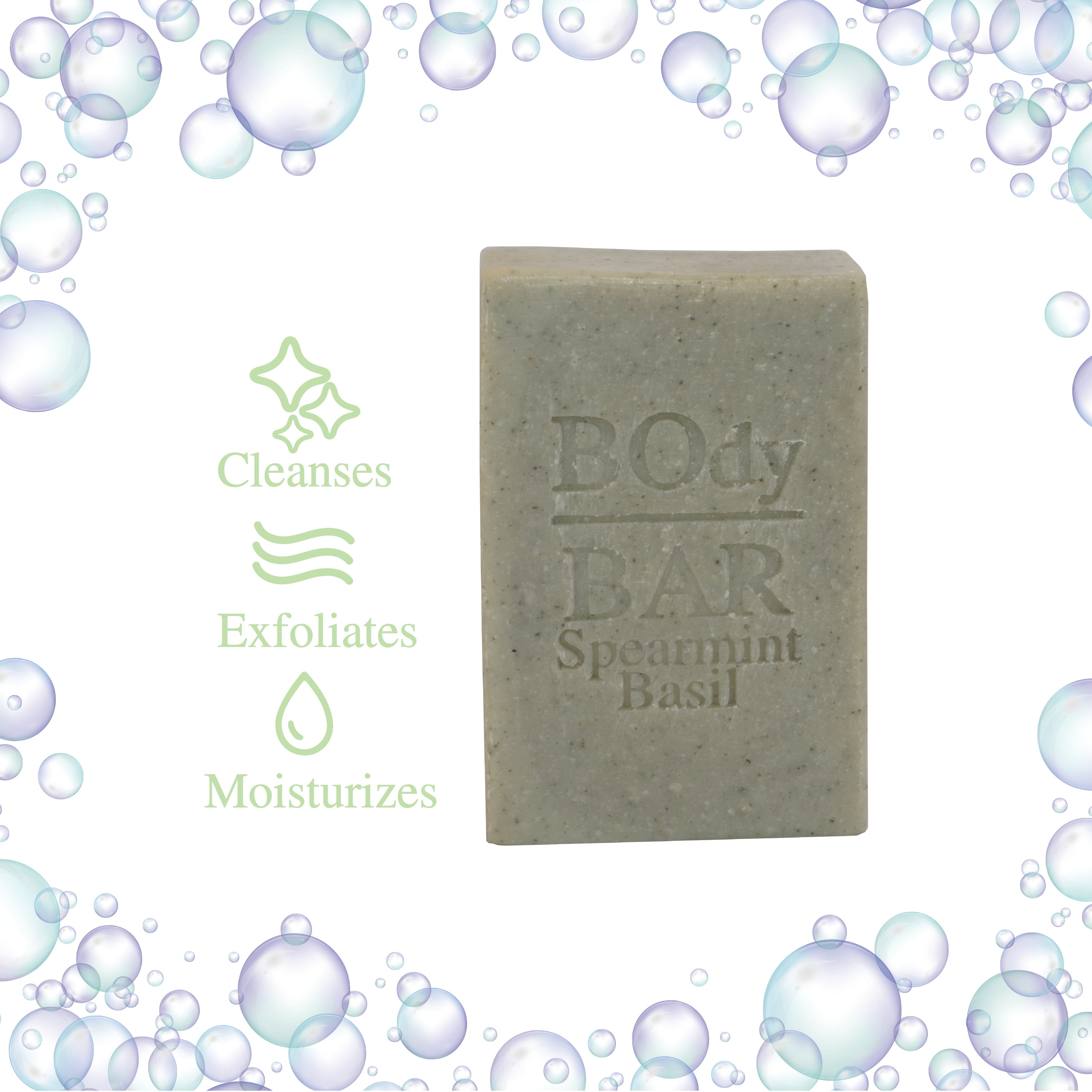 BO's Natural Spearmint Basil Men’s BOdy Bar Soap – Cold-Process Soap with No Harsh or Synthetic Ingredients