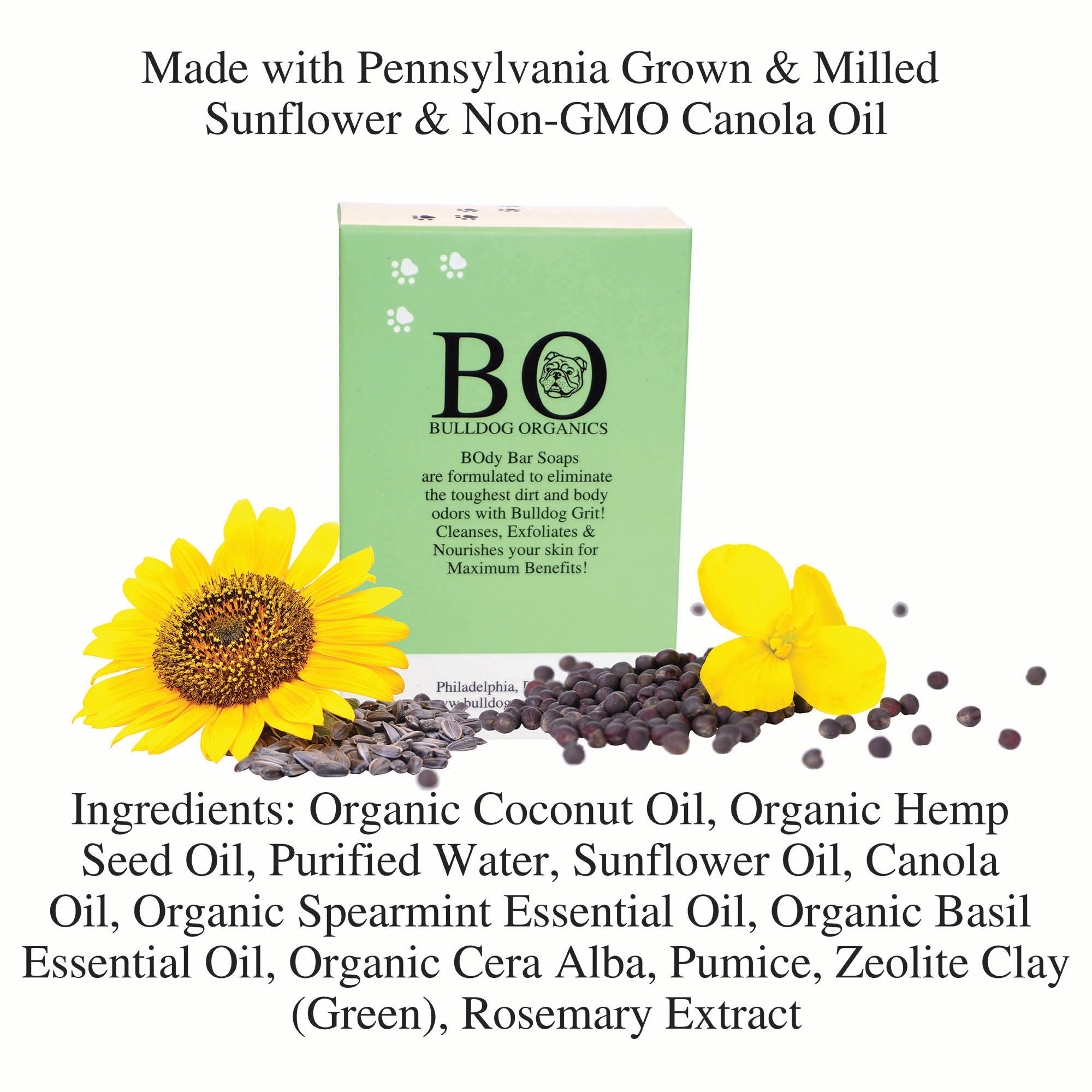 BO's Natural Spearmint Basil Men’s BOdy Bar Soap – Cold-Process Soap with No Harsh or Synthetic Ingredients