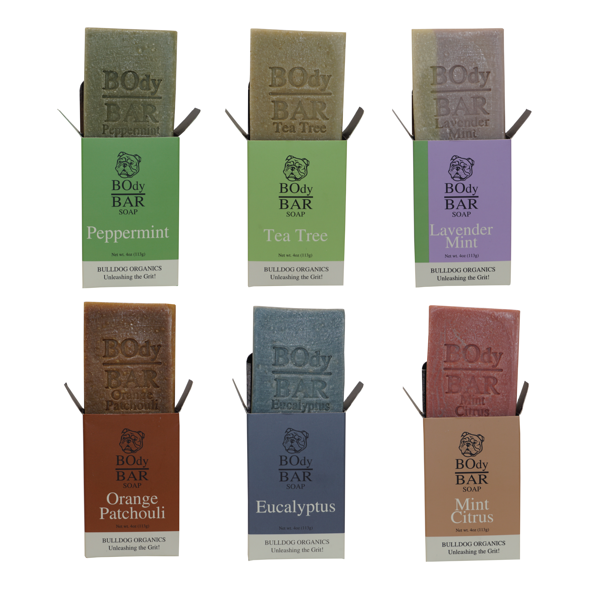 NO. 2 DISPLAY, 18cnt. BO's Natural BOdy Bar Soaps – Peppermint, Tea Tree, Lavender, Orange Patchouli, Eucalyptus, Mint Citrus - Cold-Process Soap with No Harsh or Synthetic Ingredients