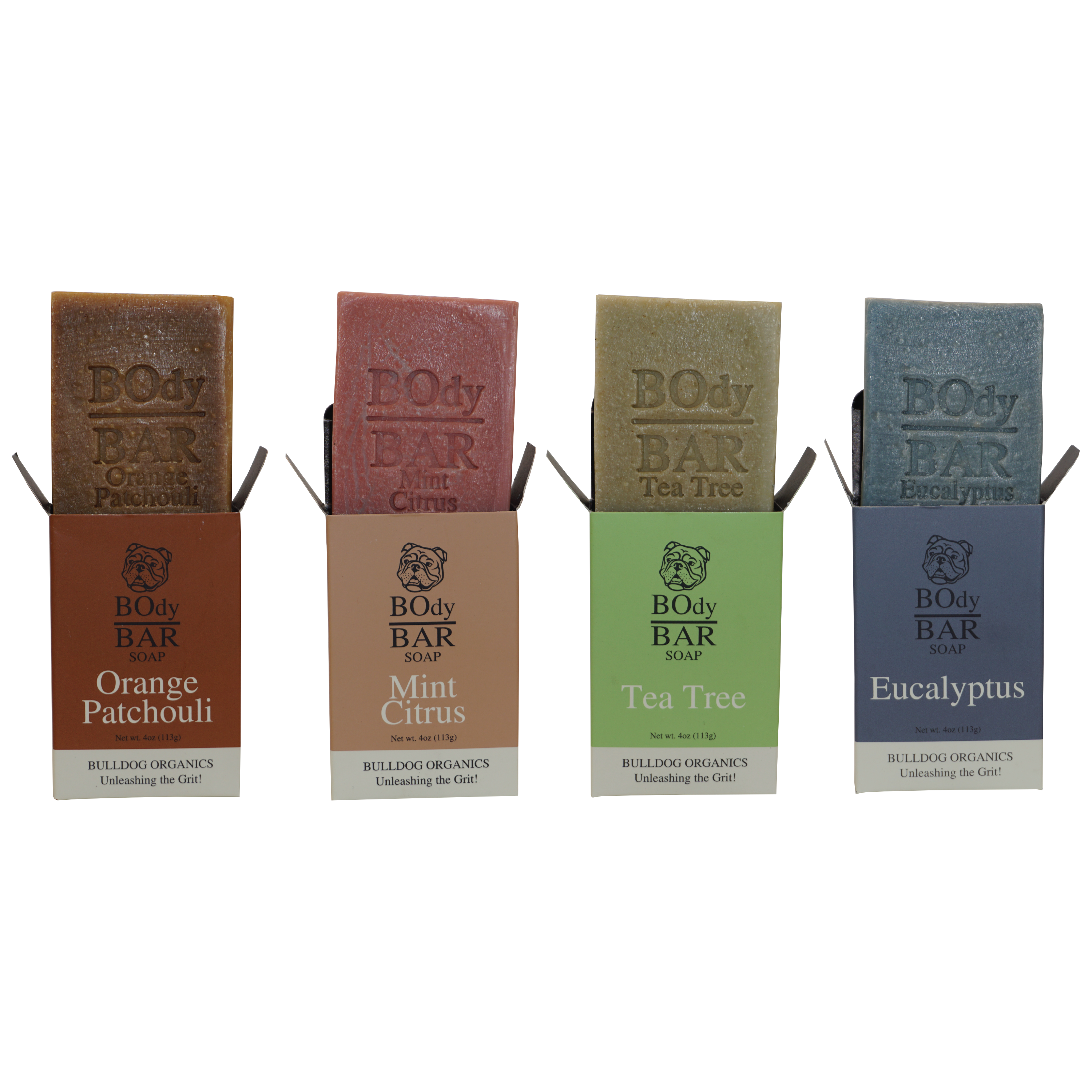 VARIETY POUND PACK, Natural Men's BOdy Bar Soap - Cold Process Soaps with NO HARSH or SYNTHETIC Ingredients – Orange Patchouli, Citrus Mint, Tea Tree & Eucalyptus (4oz, 4-Pack)
