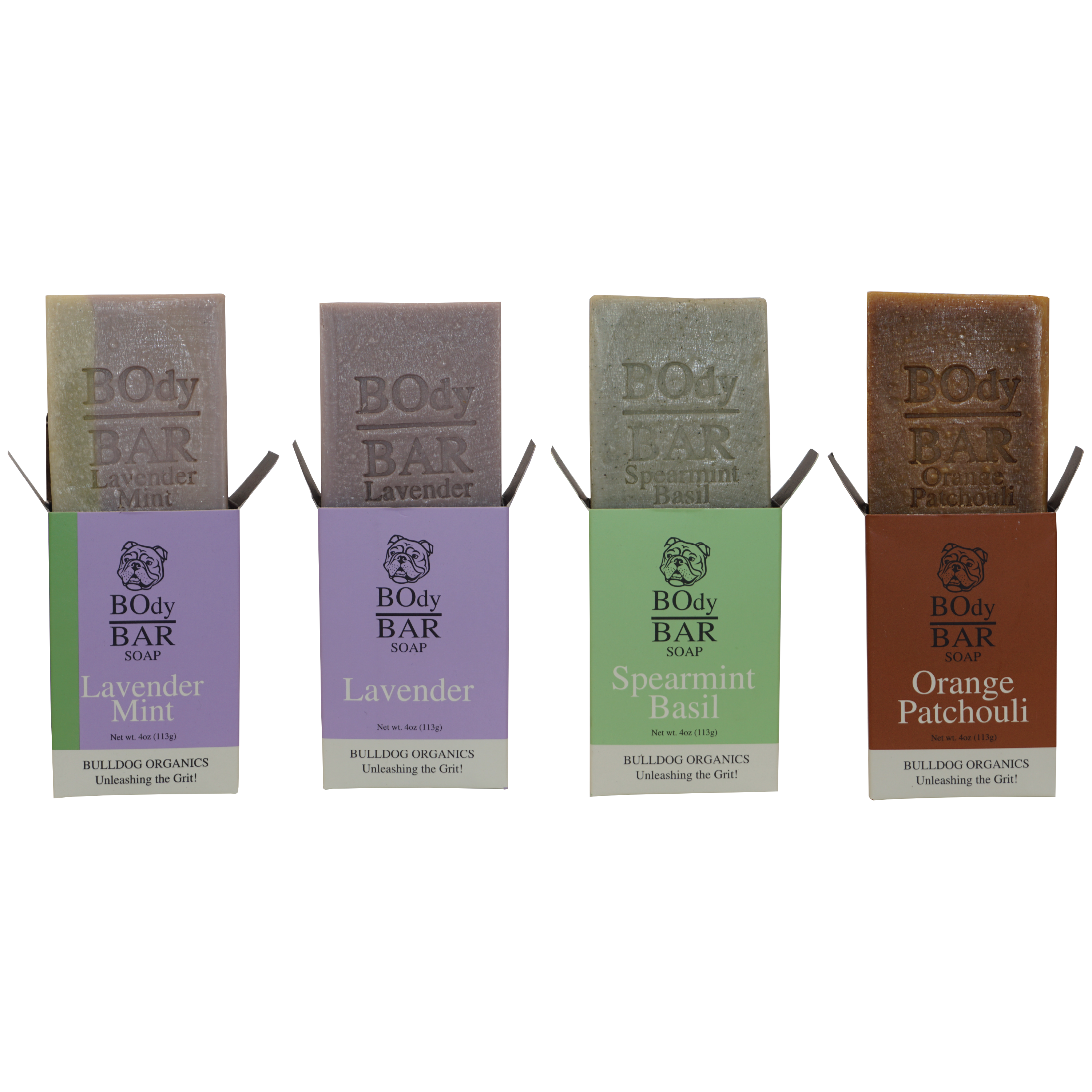 VARIETY POUND PACK, Natural Men's BOdy Bar Soap - Cold Process Soaps with NO HARSH or SYNTHETIC Ingredients - Lavender Mint, Lavender, Spearmint Basil & Orange Patchouli (4oz, 4-Pack)